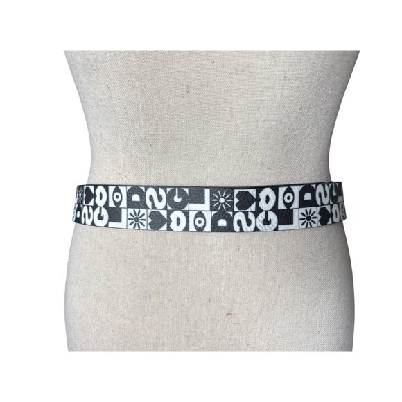 Desigual Reversible Belt Black White Geometric Print & Multicolor Floral Size 36 - Picture 6 of 6